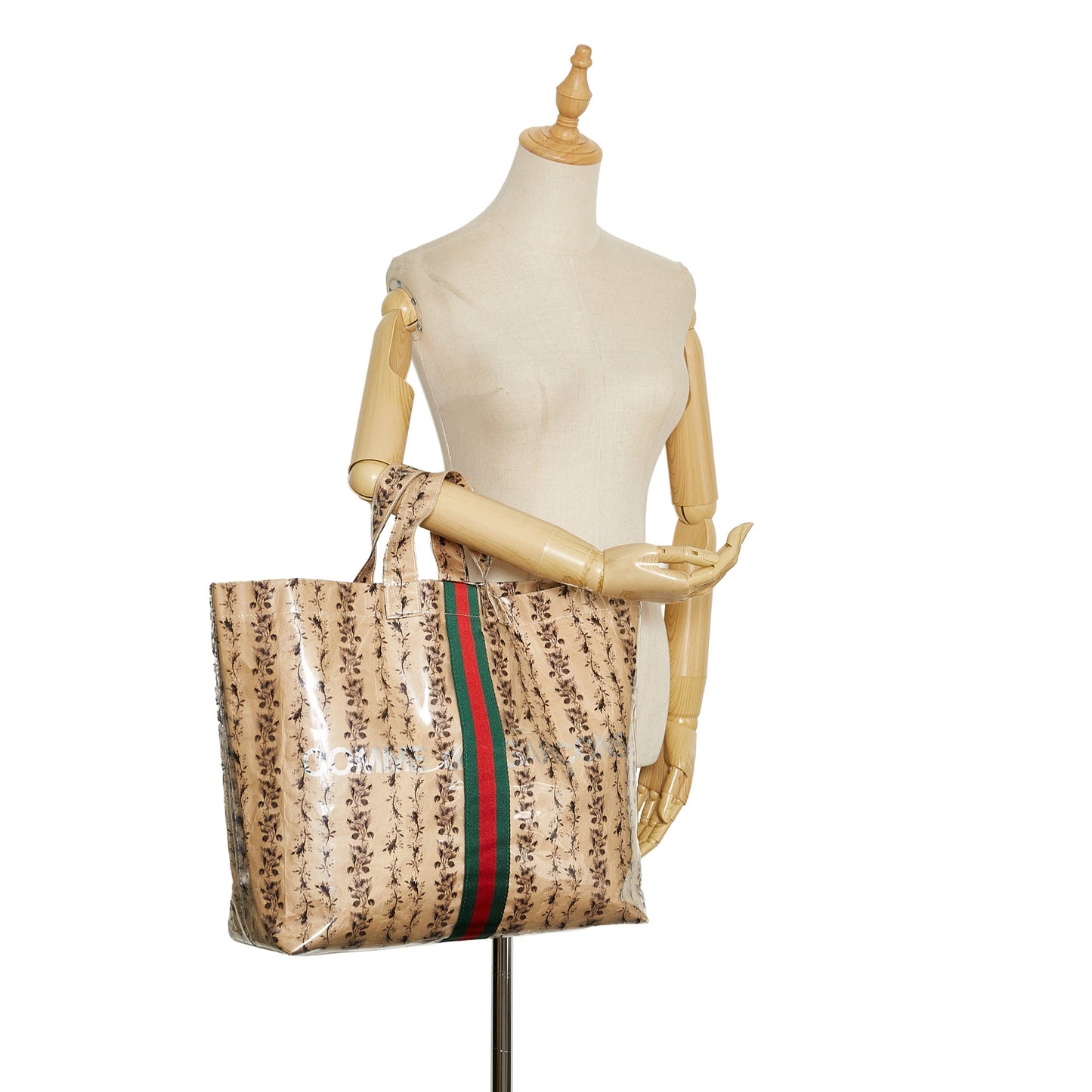 Beige Gucci x COMME des GARCONS Floral PVC Web Shopper Paper Tote  