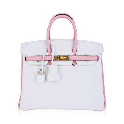 Hermes Special Order HSS Birkin 25 Bag Rose Sakura White Clemence Le Bags Arena